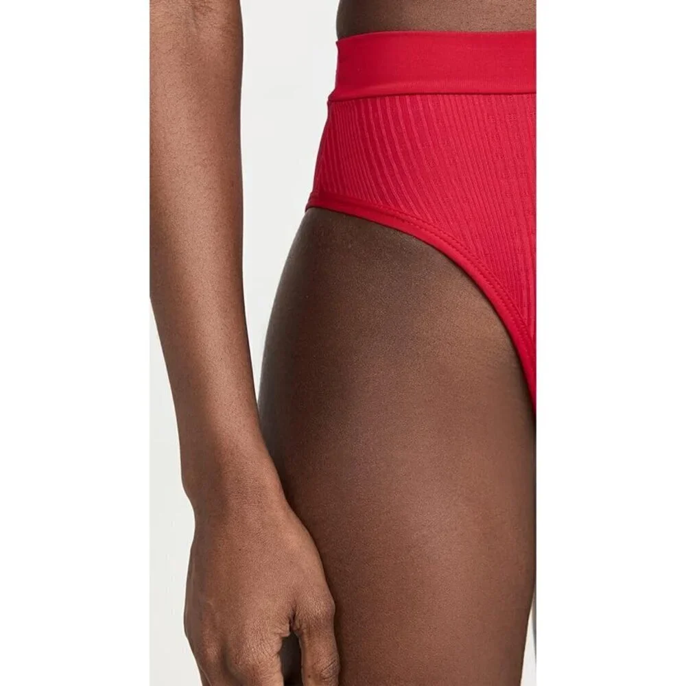 NWT l*space Frenchi Ribbed High Waisted Bikini Bottom in Lipstick Red Sz. XL